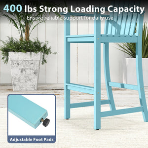 Tall Adirondack Chair with Armrests and Footrest for Deck-Turquoise view 7