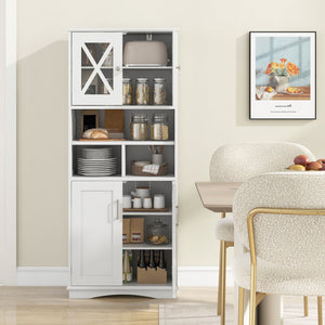Tall Bathroom Cabinet Large Floor Storage Cabinet with Acrylic Doors and 3 Cubes-White view 3