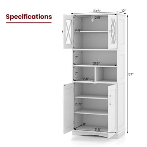 Tall Bathroom Cabinet Large Floor Storage Cabinet with Acrylic Doors and 3 Cubes-White view 5