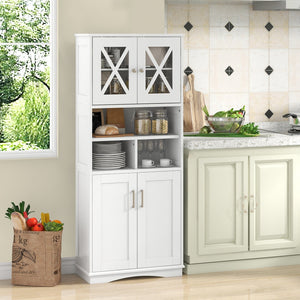 Tall Bathroom Cabinet Large Floor Storage Cabinet with Acrylic Doors and 3 Cubes-White view 6