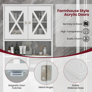 Tall Bathroom Cabinet Large Floor Storage Cabinet with Acrylic Doors and 3 Cubes-White view 7