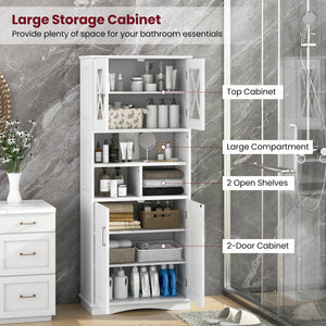Tall Bathroom Cabinet Large Floor Storage Cabinet with Acrylic Doors and 3 Cubes-White view 8