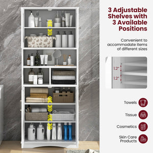 Tall Bathroom Cabinet Large Floor Storage Cabinet with Acrylic Doors and 3 Cubes-White view 9