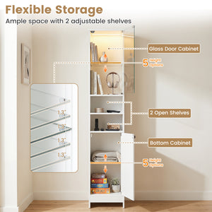 Tall Bathroom Storage Cabinet with LED Lights and Adjustable Shelves-White view 7
