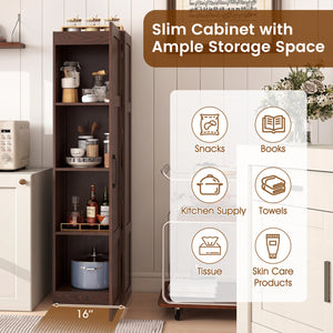 Tall Storage Cabinet with 4 Storage Shelves for Bathroom Living Room-Brown view 7