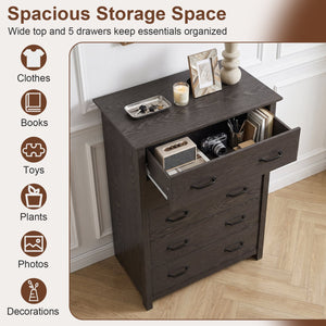 Tall Storage Dresser with 5 Pull-out Drawers for Bedroom Living Room-Gray view 8