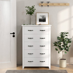 Tall Storage Dresser with 5 Pull-out Drawers for Bedroom Living Room-White view 3
