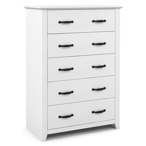 Tall Storage Dresser with 5 Pull-out Drawers for Bedroom Living Room-White view 4