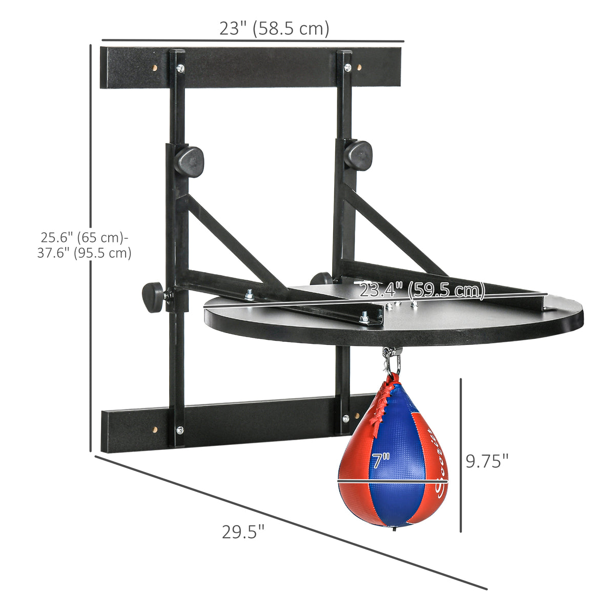 Soozier Adjustable Speed Bag Platform, Wall Mounted Speed Bag Boxing, 360° Swivel Training Equipment for Home, Gym