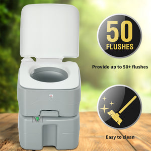 Outdoor Portable Travel Toilet Flushable Tank with Level Indicator 3 Way Pistol for Camping Boating Roadtripping 5.3 Gallon (20L)