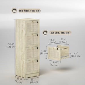 2 Drawer Filing Cabinet with Lock, Boho File Cabinet for A4 Letter Size Files with Decorative Rattan – view 23