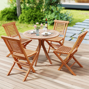 Teak Wood Folding Patio Chairs Set of 2 with X-Support & High Backrest for Backyard view 7