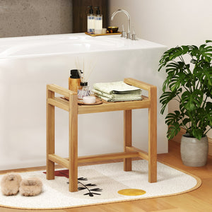 Teak Wood Shower Bench for Inside Shower Shaving Legs view 2