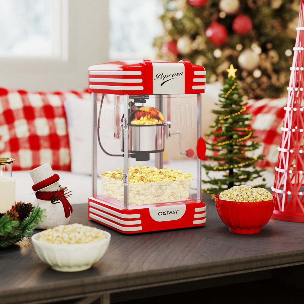 Theater Style Countertop Popcorn Maker with Stainless Steel Kettle-Red view 2