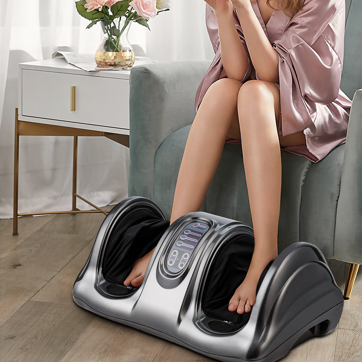 Therapeutic Shiatsu Foot Massager with High Intensity Rollers-Gray view 2