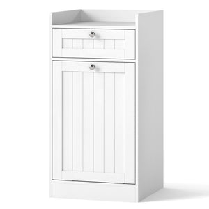 Tilt-Out Laundry Hamper Cabinet with Drawer and Removable Laundry Bag-White view 4