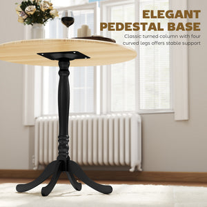 Dining Table for 2-4 People, Modern Round Kitchen Table with Pedestal Steel Base, 80cm, Natural Wood and Black