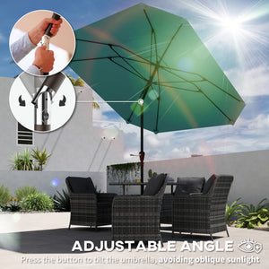7.6FT Aluminum Patio Umbrella Parasol 8 Ribs Outdoor Market Umbrella with Crank, Push Button Tilt for Deck – view 3