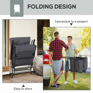 Set of 2 Outdoor Folding Chairs with Adjustable Backrest, Padded Camping Chairs for Outdoor Events, Grey – view 4