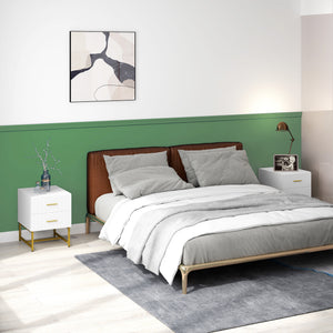 2 Pieces Nightstands with Storage, Modern Bedside Tables with 2 Fluted Drawers and Gold Legs for Bedroom – view 14