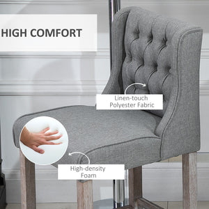 Set of 2 40Inch Button Tufted Bar stools High Counter Dining Height Chairs Grey