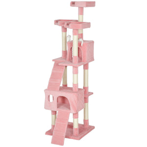 68-inch Multi-Level Cat Scratching Tree Kitty Activity Center Post Tower Condo Pet Furniture w/ Toy Beige – view 4