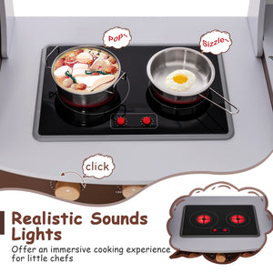 Toddler Kitchen Playset with Ice Maker Microwave Oven Sink and Washing Machine for Kids 3+ Years Old view 5