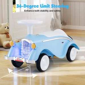 Toddler Ride on Toy Classic Sliding Car with Horn and LED Headlight-Blue view 7