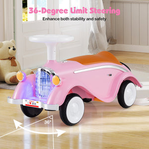 Toddler Ride on Toy Classic Sliding Car with Horn and LED Headlight-Pink view 8
