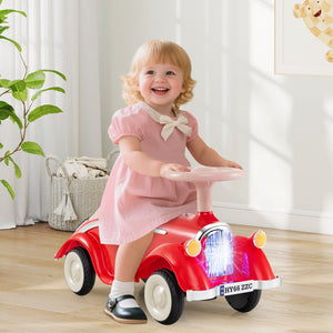 Toddler Ride on Toy Classic Sliding Car with Horn and LED Headlight-Red view 3