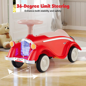 Toddler Ride on Toy Classic Sliding Car with Horn and LED Headlight-Red view 5