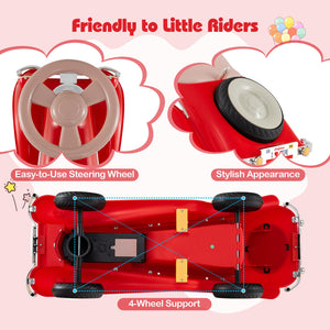 Toddler Ride on Toy Classic Sliding Car with Horn and LED Headlight-Red view 9