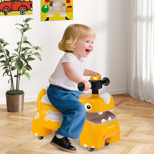 Toddler Ride on Toy Walking Sliding Car with Lights and Music-Yellow view 2