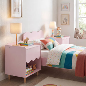 Toddler Scalloped Side Table with Wide Top & Open Compartment-Pink view 5