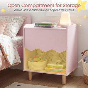Toddler Scalloped Side Table with Wide Top & Open Compartment-Pink view 7