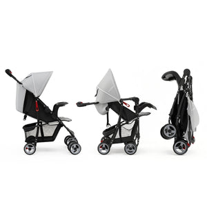 Toddler Travel Stroller for Airplane with Canopy and Adjustable Backrest-Gray view 4