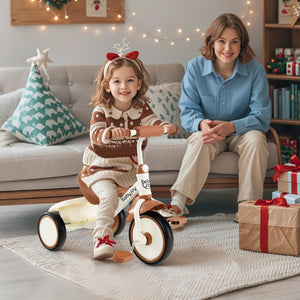 Toddler Tricycle Kids Trike with Adjustable Seat and Basket Aged 3-5 Years Old-Beige view 3