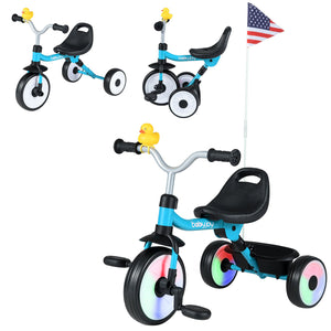 Toddler Tricycle with 3-Position Seat and Storage Basket for Kids-Blue view 3