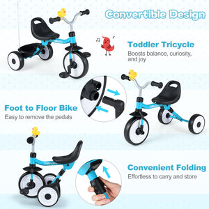 Toddler Tricycle with 3-Position Seat and Storage Basket for Kids-Blue view 8