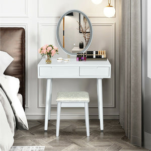 Touch Screen Vanity Makeup Table Stool Set-White view 3