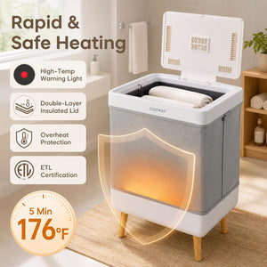 Towel Warmer Bucket with Foldable Design and Auto Shut Off for Bathroom-Natural view 9