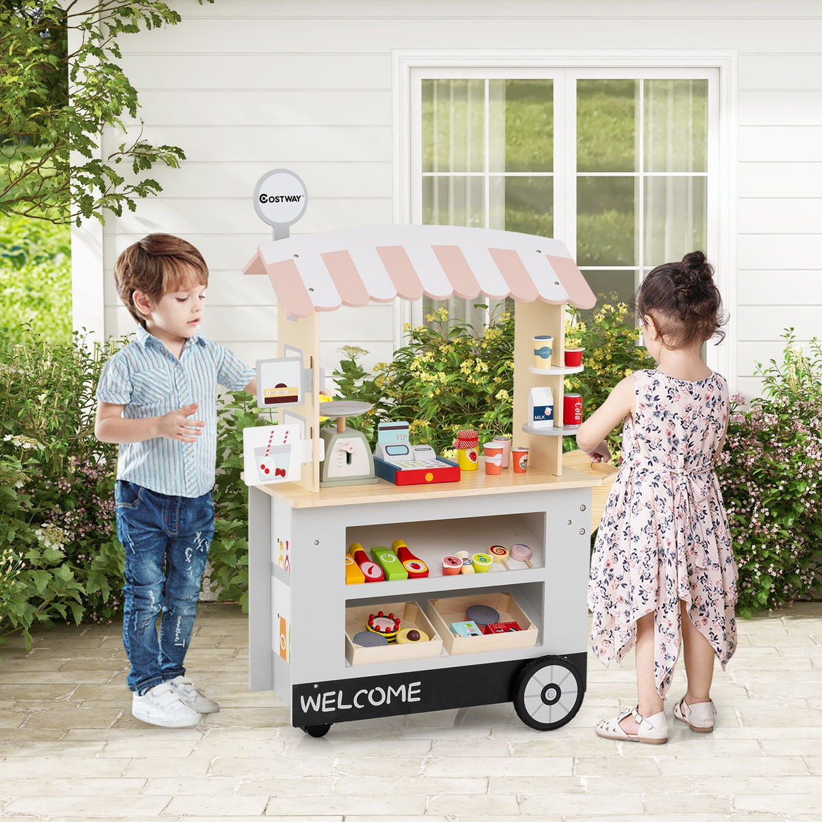 Toy Cart Play Set with POS Machine and Lovely Scale-Gray view 2