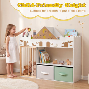 Toy Storage Organizer with Stuffed Animal Storage and Open Shelves-White view 7