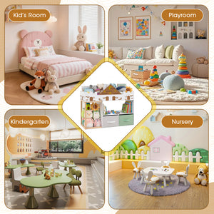 Toy Storage Organizer with Stuffed Animal Storage and Open Shelves-White view 8