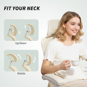 Ergonomic Office Chair, Mesh Reclining Desk Chair with Adjustable Lumbar Support, Headrest, Beige – view 5