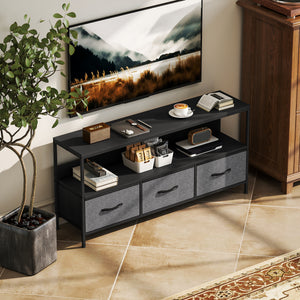 TV Stand with Charging Station, TV Table with 2 Foldable Linen Drawers and Open Shelf for 47 Inch – view 21