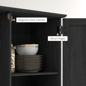 70" Tall Kitchen Pantry Cabinet with Door Shelves and Adjustable Shelves, Black Wood Grain