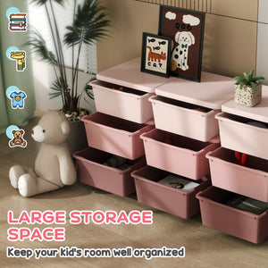 Qaba 3 Tier Kids Toy Organizer and Storage Bins with 6 Plastic Drawers