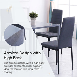 Modern Dining Chairs Set of 4, Upholstered Linen Fabric Kitchen Chairs with Channel Tufting and Metal Legs for Living Room, Dining Room, Bedroom, Grey