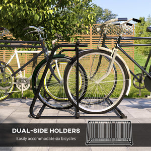 All-Steel Bike Rack, 61" Bike Stand, 6-Bike Capacity, Dual-Side, for Garages Streets Yards Schools